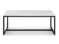 Torin - Rectangular Cocktail Table - White Marble And Matte Black