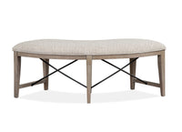 Paxton Place - Curved Bench With Upholstered Seat - Dovetail Grey