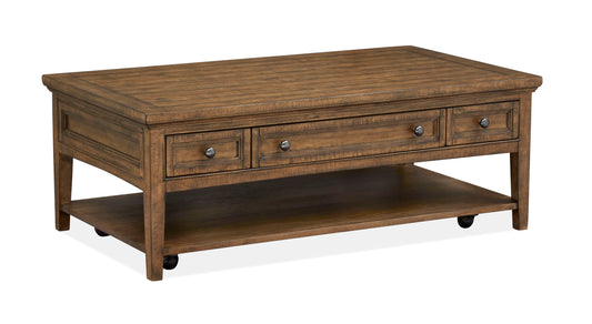 Bay Creek - Rectangular Cocktail Table With Casters - Toasted Nutmeg