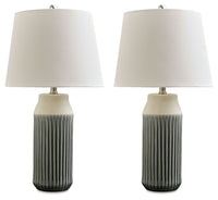 Afener - Blue / Beige - Ceramic Table Lamp (Set of 2)