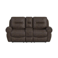 Topeka - Loveseat With Console, Hidden Cups - Rocky Brown