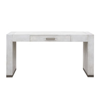 Stone Textured Writing Desk With Keyboard Tray - White