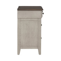Ivy Hollow - 3 Drawer Bedside Chest With Charging Station - Weathered Linen / Dusty Taupe