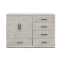 Stone Textured 5 Drawer Accent Cabinet With Doors - Gray