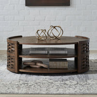 Warren Park - Oval Cocktail Table - Coffee Brown