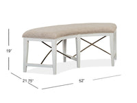 Heron Cove - Curved Bench With Upholstered Seat - Chalk White