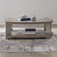 Harlow - Oval Cocktail Table - Sandstone & Satin Nickel