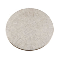 Round Stone Top Cocktail Table With Decorative Metal Base - Beige