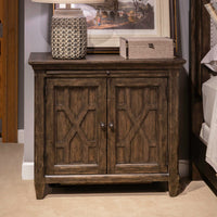 Paradise Valley - 2 Door Bedside Chest With Charging Station - Saddle Brown