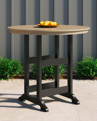 Fairen Trail - Black / Driftwood - Round Bar Table w/Umb OPT