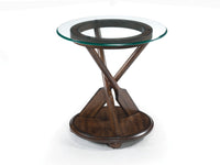 Beaufort - Round End Table With Base And Glass Top - Dark Oak