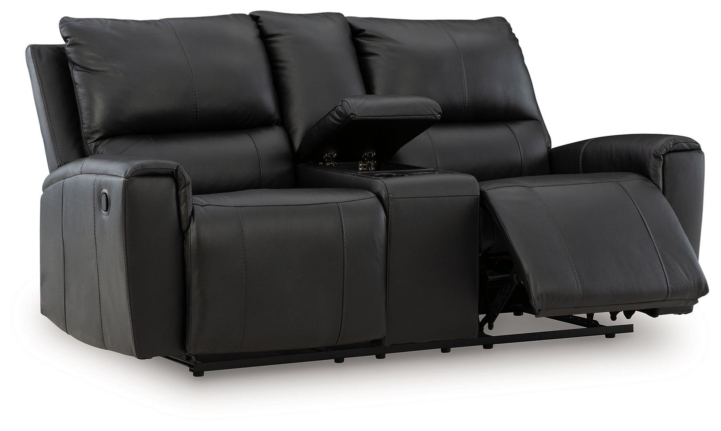 Glossmore - Black - Reclining Loveseat With Console