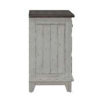 River Place - 3 Drawer Nightstand With Charging Station - Riverstone White & Tobacco