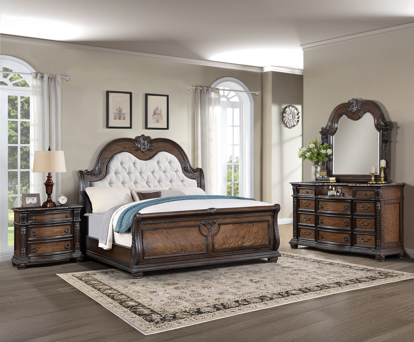 Stanley - Queen Bed - Oak