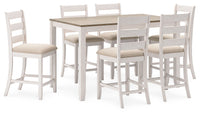 Skempton - White / Light Brown - Counter Height Dining Table and Bar Stools (Set of 7)