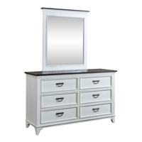 Allyson Park - Dresser & Mirror (6 Drawer Dresser) - Wirebrushed White / Charcoal