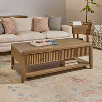 Reed - Rectangular Coffee Table With Casters - Driftwood Oak