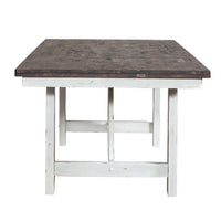 Farmhouse - Fixed Top Trestle Table - Two Tone White / Wood Tone