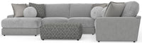 Canyon - 4 Piece Sectional With Cuddler Seat Cushions, Included Accent Pillows And Cocktail Ottoman (Left Side Facing Chaise) - Platinum