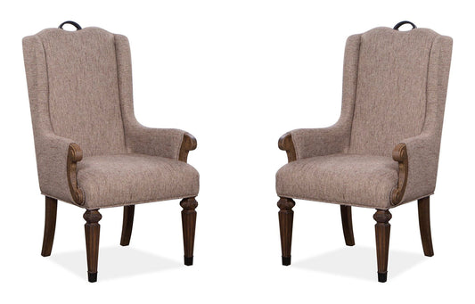 Durango - Wood Upholstered Host Arm Chair (Set of 2) - Willadeene Brown