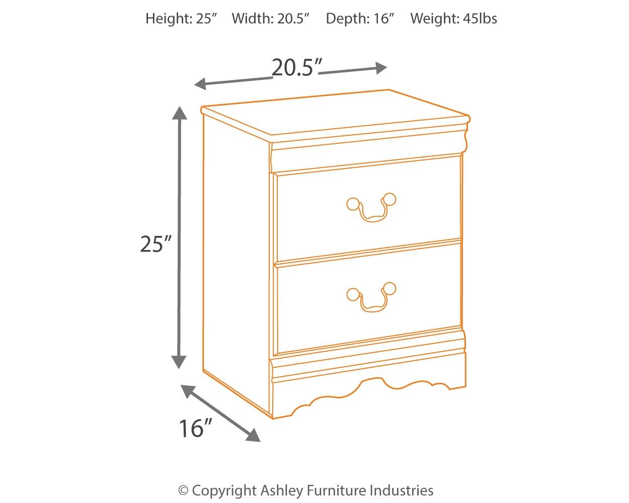 Huey - Black - Two Drawer Night Stand