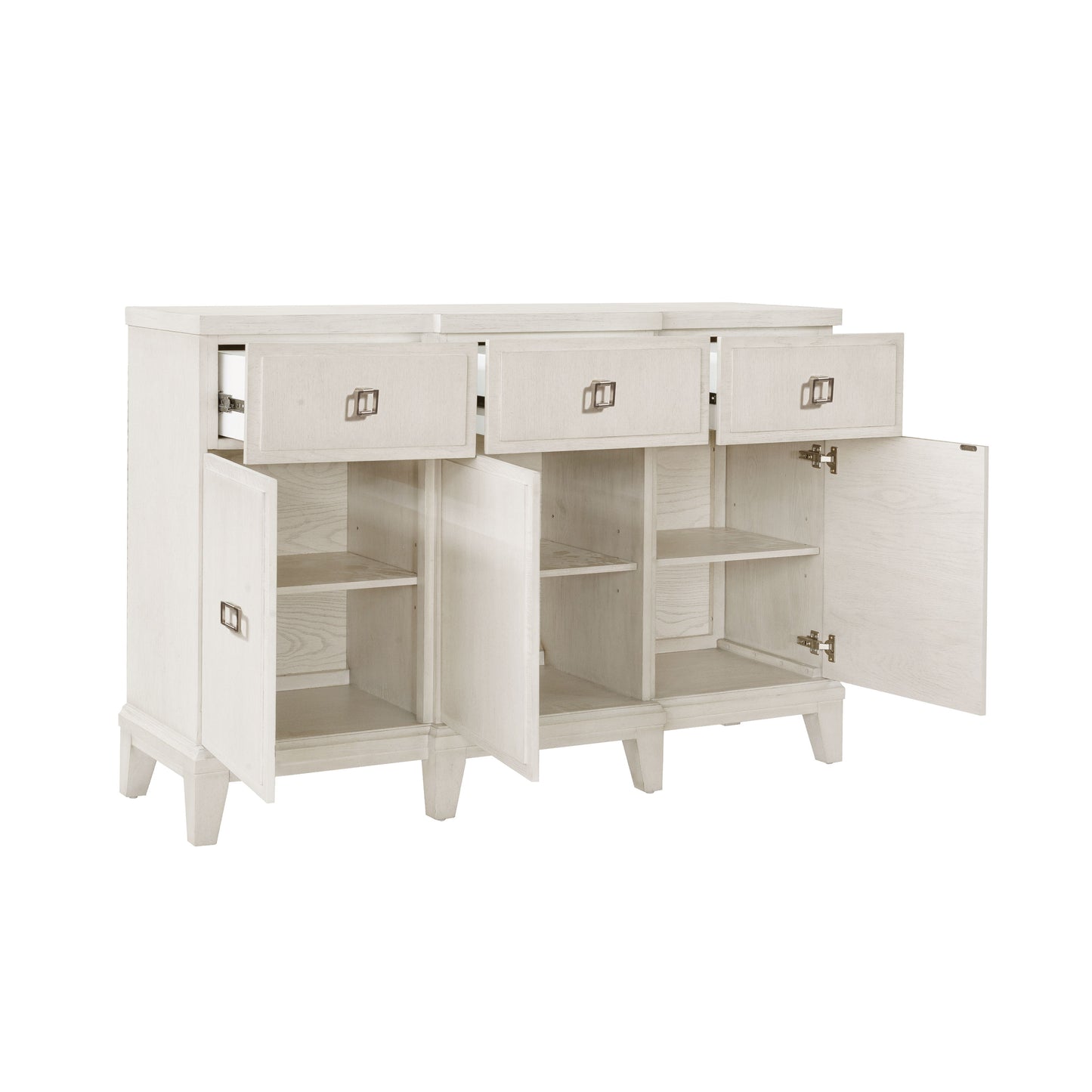 Madison - 3-Drawer Server with Cabinets in a Grey-White Wash Finish - Natural