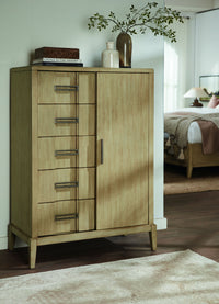 Kendall - Sliding Door Chest With Drawers - Light Brown