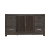 Modern Edge - 2 Door 6 Drawer Dresser - Brown