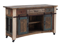 Antique - 2 Drawers Kitchen Island - Multicolor