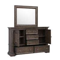 Woodbury - 5-Drawer Dresser with Cabinets - Cowboy Boots Brown