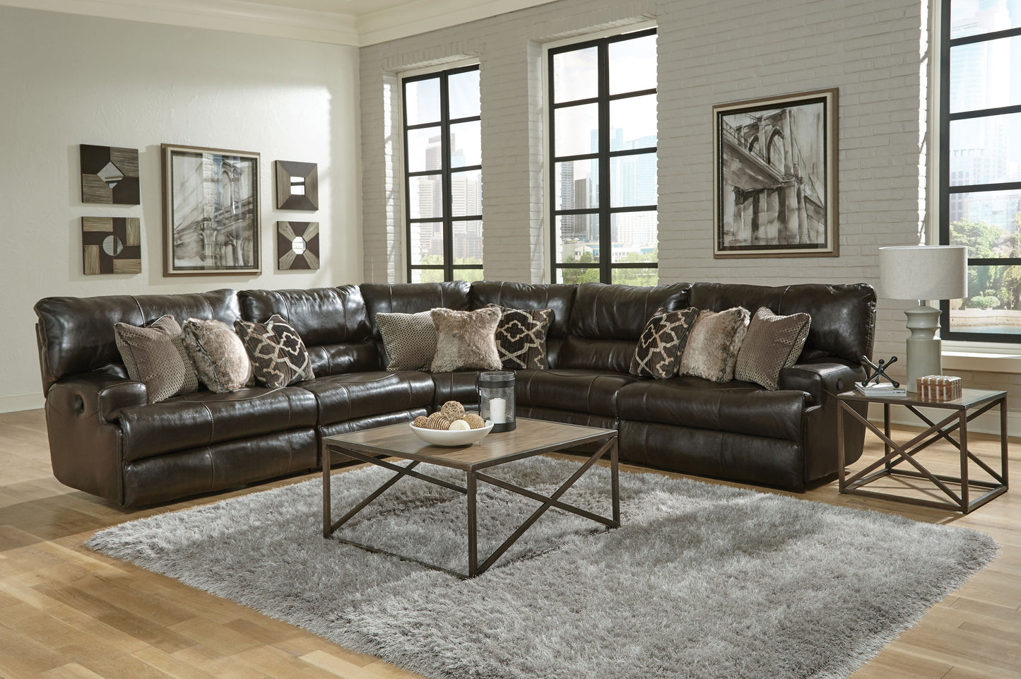 Como - Italian Leather Match Reclining Sectional