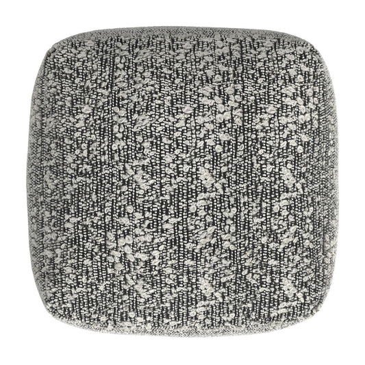 Nahara - Boucle Woven Square Pouf - Black