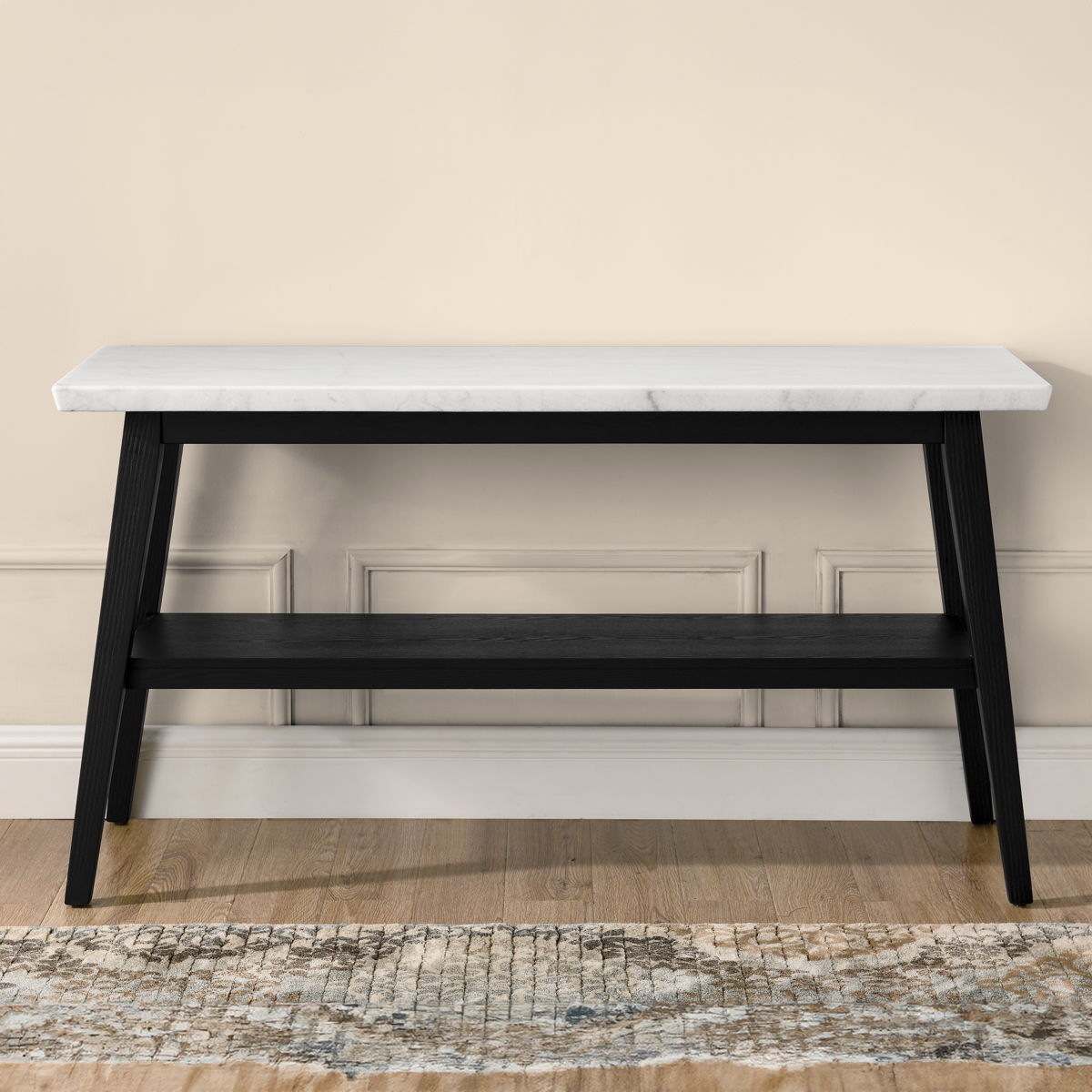 Vida - Marble Top Sofa Table - Black / White