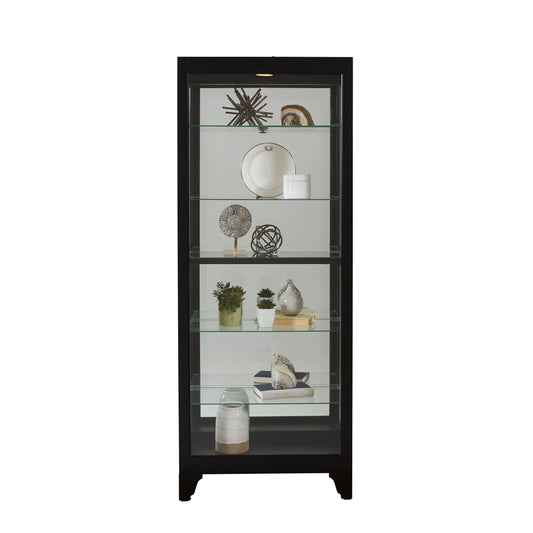 PFC Curios - Lighted Gallery Style 5 Shelf Curio Cabinet - Onyx Black