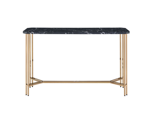 Daxton - Faux Marble Top Sofa Table - Black