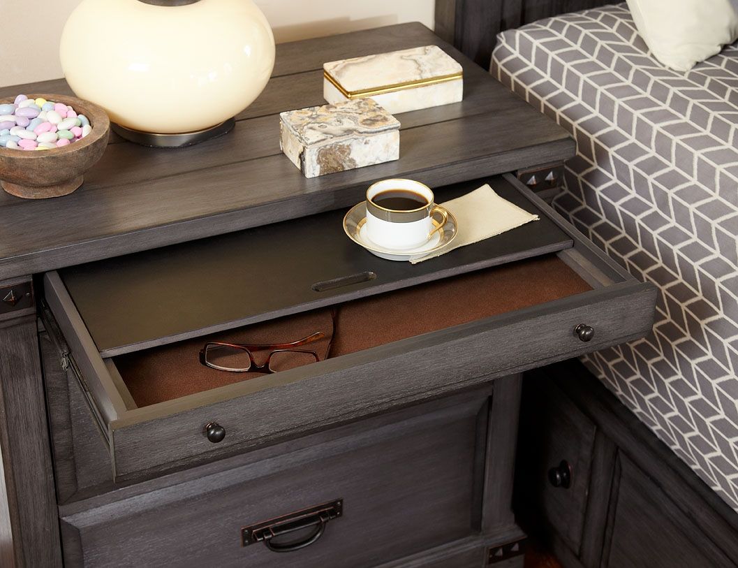 B09862 - Wood Nightstand - Gray