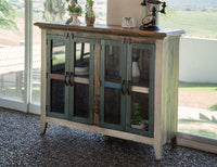 Antique - Console With 4 Glass Doors - Multicolor