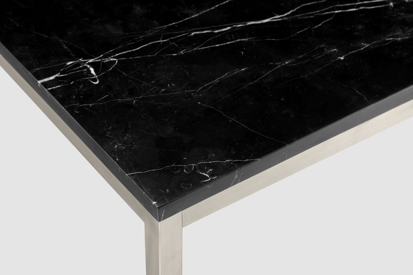 Kira - Rectangular Cocktail Table - Black Marble And Brushed Nickel