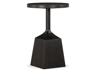 Lindon - Dark Round Pedestal Accent End Table - Belgian Wheat
