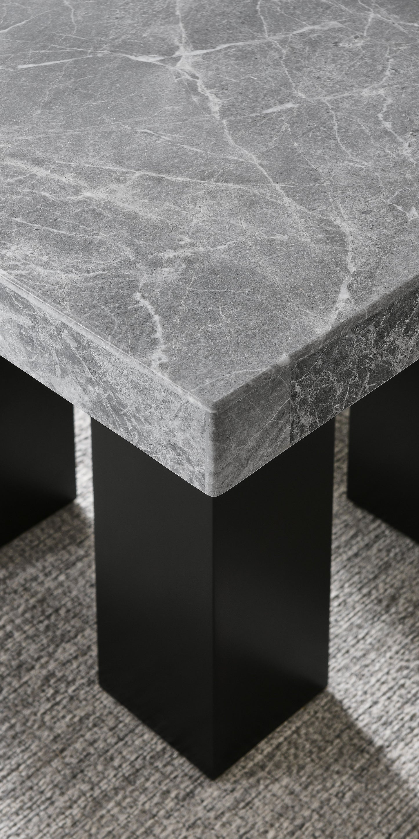 Camila - Square Gray Marble Top Table - Dark Gray