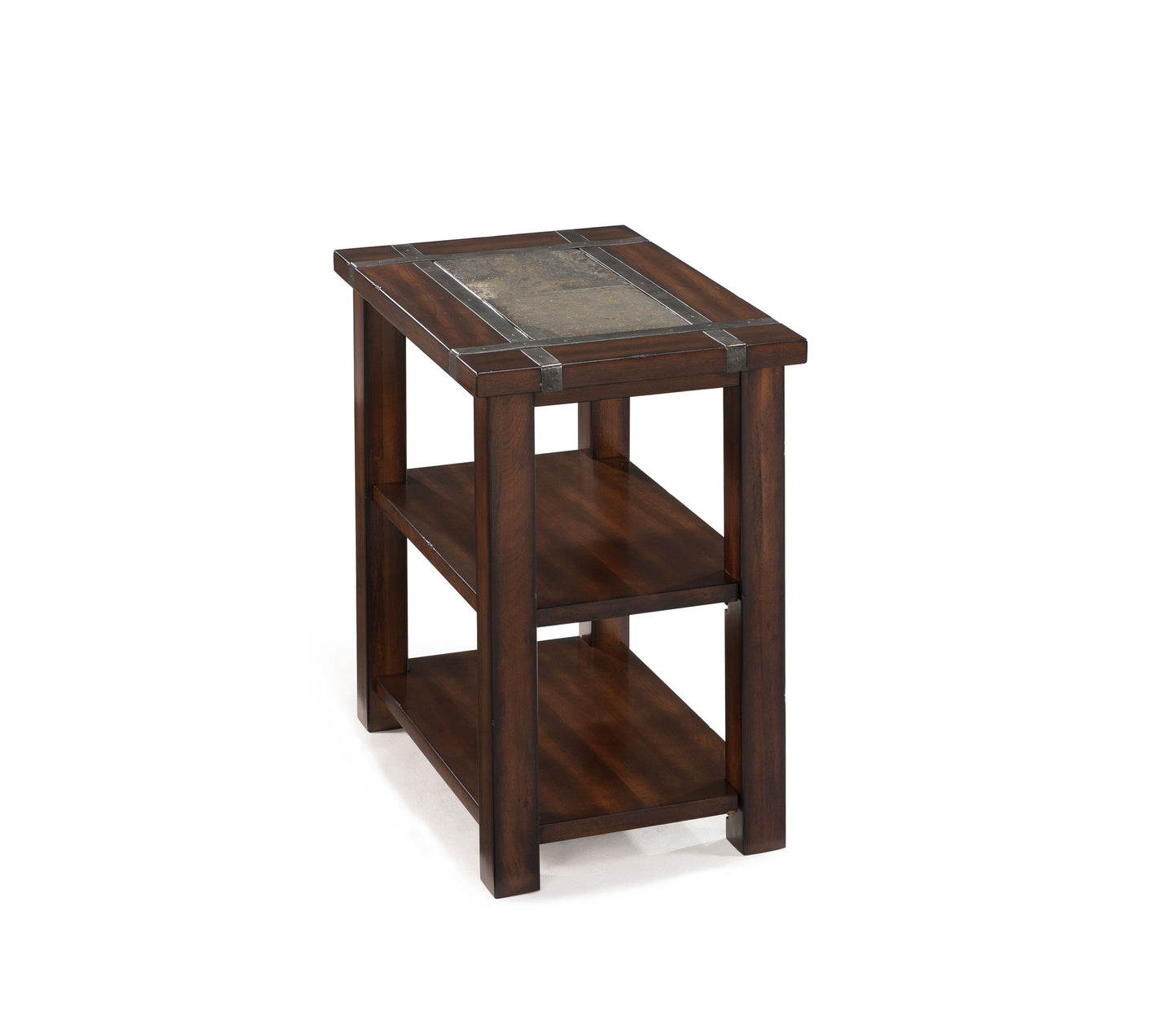 Roanoke - Rectangular Chairside End Table - Cherry And Slate