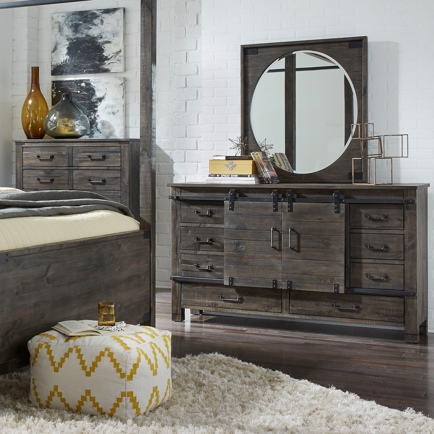 Abington - Sliding Door Dresser - Weathered Charcoal