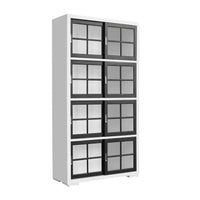 Contemporary 4-Shelf Sliding Door Bookcase - White / Black