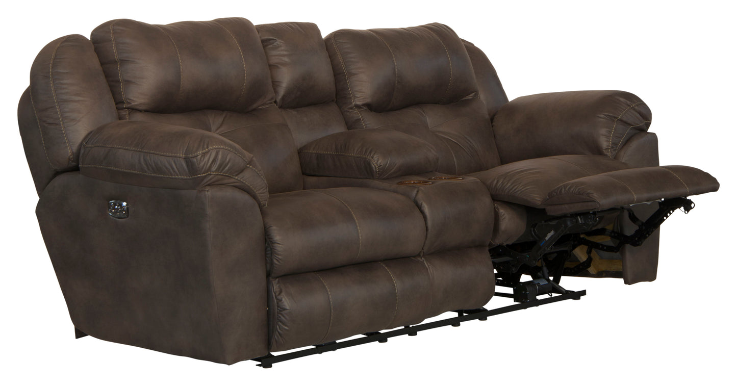 Ferrington - Power Lay Flat Reclining Console Loveseat with Power Adjustable Headrest & Lumbar