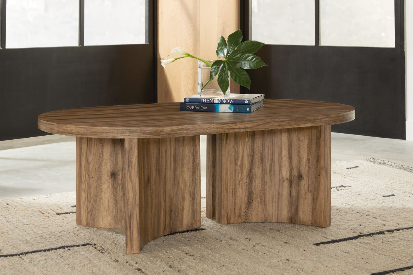 Austanny - Warm Brown - Oval Cocktail Table