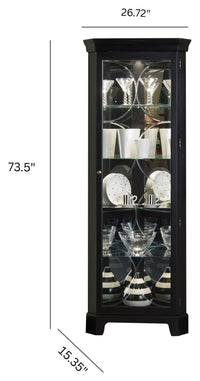 PFC Curios - Lighted 4 Shelf Corner Curio Cabinet - Oxford Black