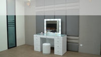 Avery - Vanity Desk With Glass Top And LED Mirroк