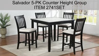 Salvador - 5 Piece Counter Height Set - Charcoal / White