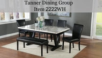 Tanner - Dining Table, Faux Carrara Marble - White / Black